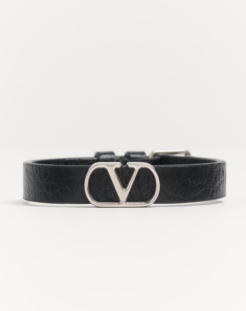 Valentino Handbags Bracciale Vlogo Signature In Vitello Granato per Uomo in Nero | Valentino IT Saldi