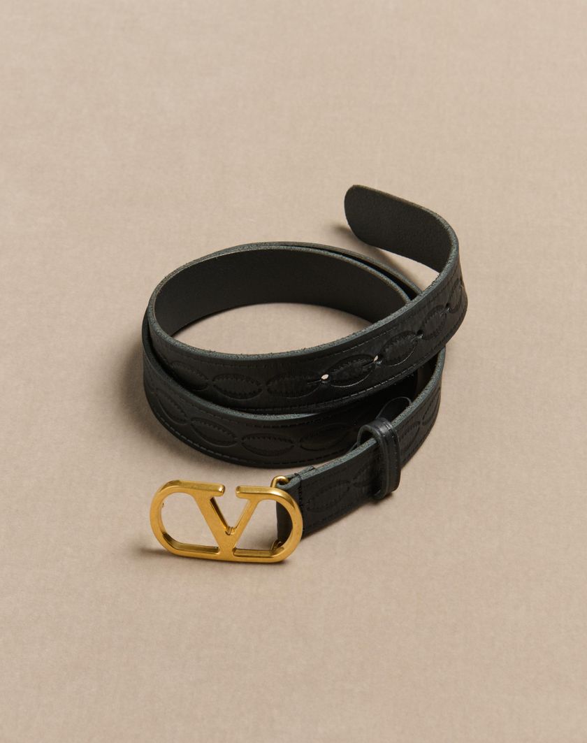 Valentino Handbags Cintura Vlogo Signature In Vitello 30 Mm per Uomo in Nero | Valentino IT Negozio
