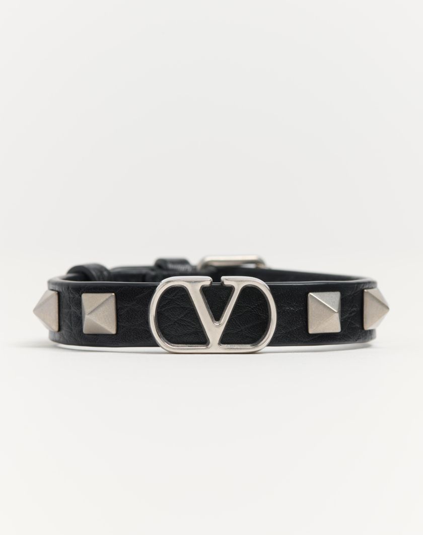 Valentino Handbags Bracciale Vlogo Signature In Vitello Granato per Uomo in Nero | Valentino IT In Saldo