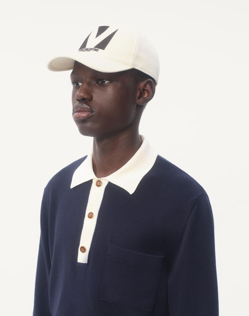 Valentino Handbags Baseball Cap Chez Valentino In Cotone Con Ricamo per Uomo in Nero/avorio | Valentino IT Italy