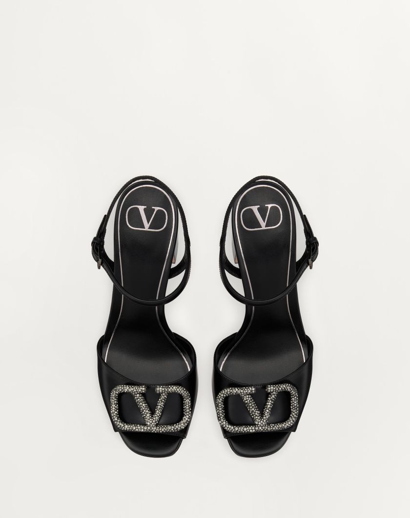 Valentino Handbags Sandalo Con Plateau Vlogo Signature In Vitello 115mm per Donna in Nero | Valentino IT Qualità