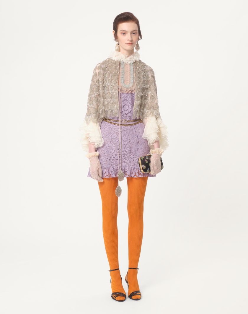 Valentino Handbags Abito Corto In Heavy Lace Ricamato per Donna in Multicolor | Valentino IT Sottocosto