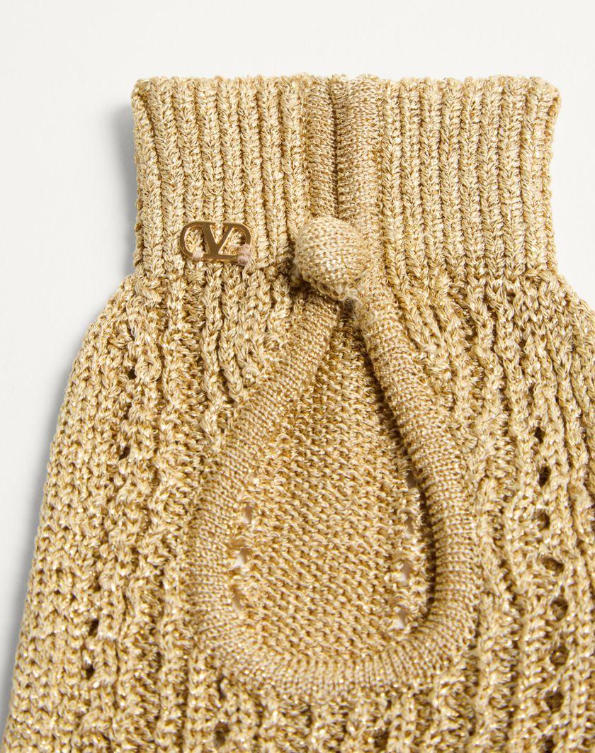 Valentino Handbags Guanti Fingerless Knitted In Lurex per Donna in Oro | Valentino IT Sconto