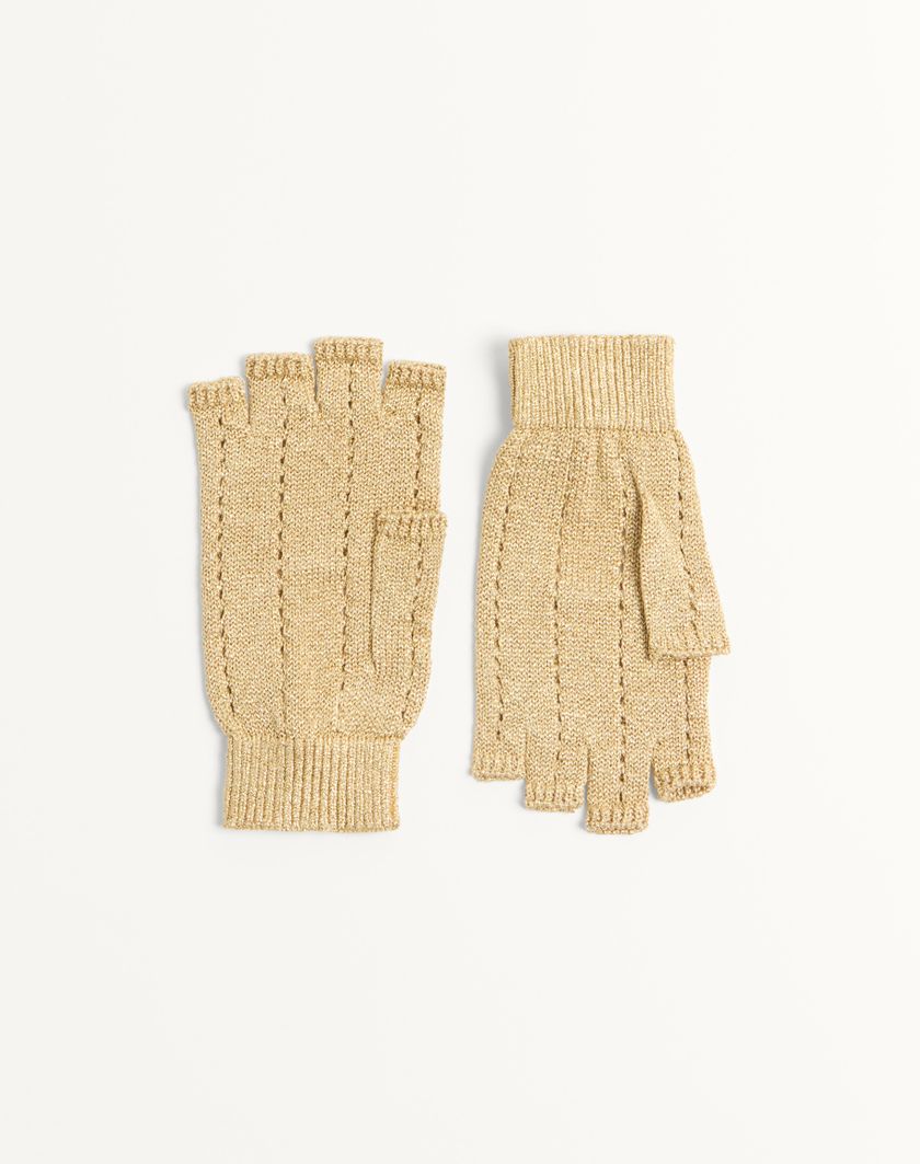 Valentino Handbags Guanti Fingerless Knitted In Lurex per Donna in Oro | Valentino IT Sconto