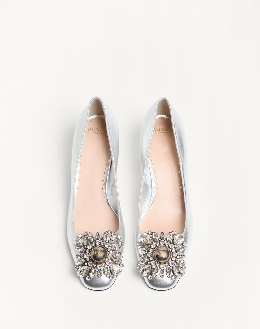 Valentino Handbags Décolleté Preshoes In Nappa Laminata Con Cristalli 45mm per Donna in Silver | Valentino IT Offerta