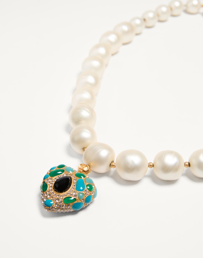 Valentino Handbags Collana Coeur Royal In Metallo Resina Smalto E Cristalli Swarovski® per Donna in Multicolor | Valentino IT Online