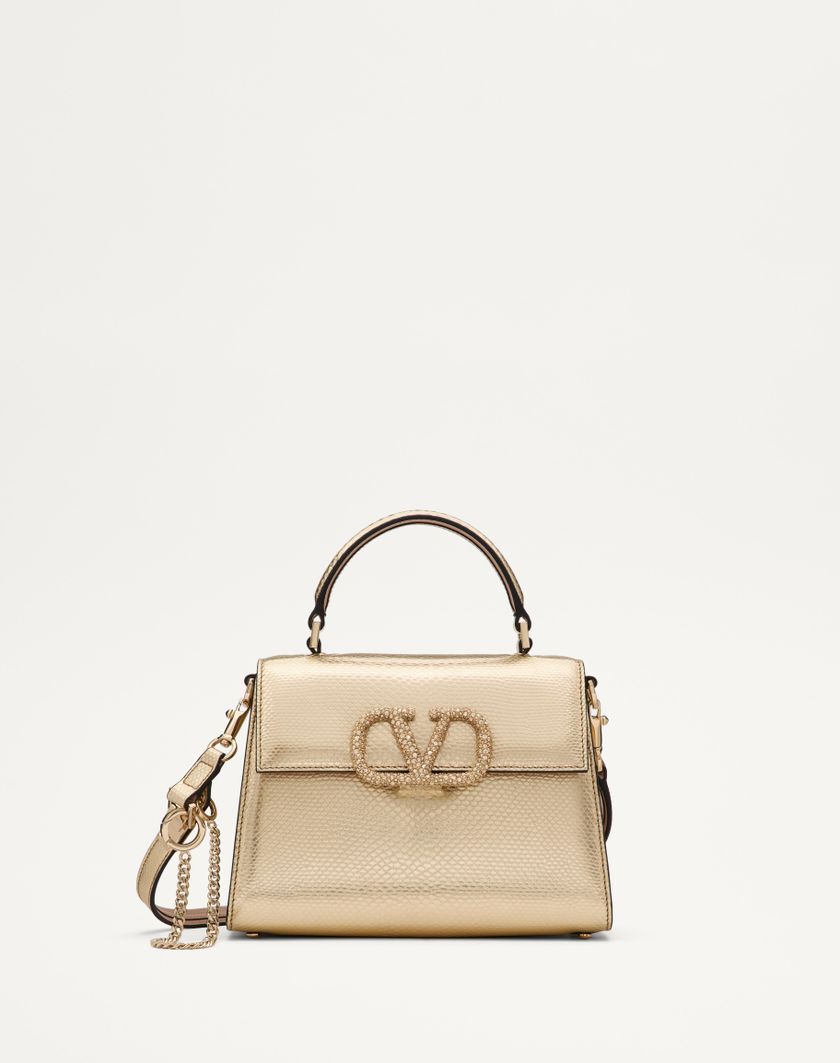 Valentino Handbags Borsa A Mano Piccola Valentino Garavani Vsling In Karung Metallizzato per Donna in Platino/beige/crystal Gold | Valentino IT Vendita Calda