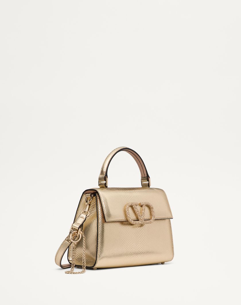 Valentino Handbags Borsa A Mano Piccola Valentino Garavani Vsling In Karung Metallizzato per Donna in Platino/beige/crystal Gold | Valentino IT Vendita Calda