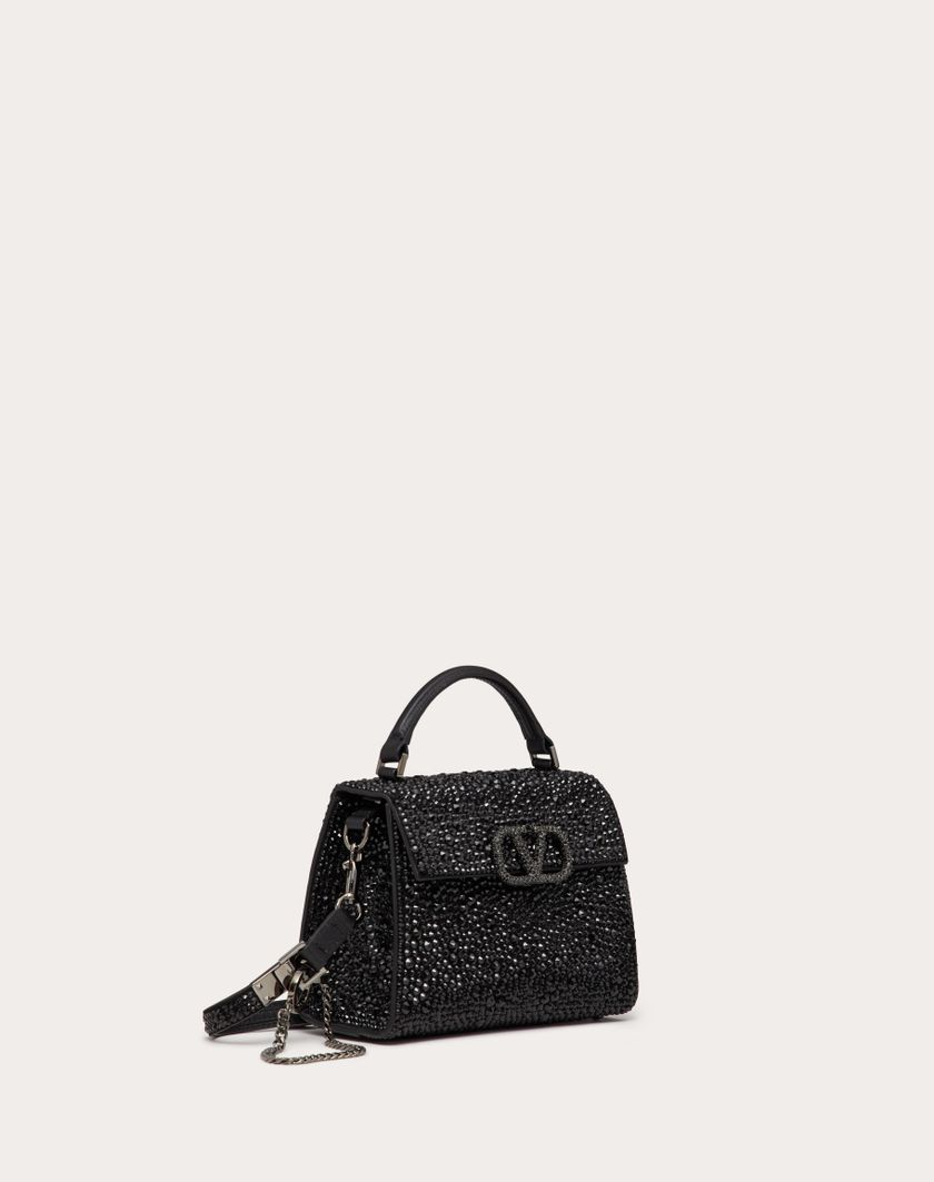Valentino Handbags Borsa A Mano Mini Vsling Con Ricamo Sparkling per Donna in Jet | Valentino IT Vendita Economica
