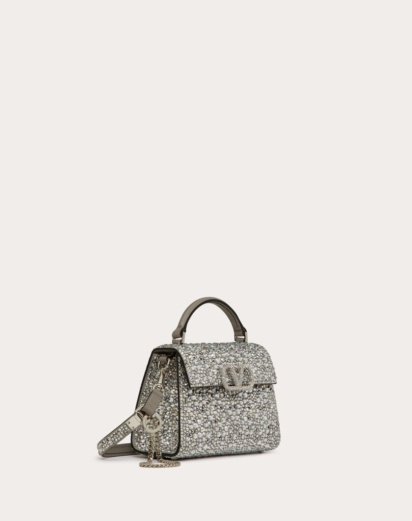Valentino Handbags Borsa A Mano Mini Vsling Ricamata per Donna in Crystal | Valentino IT Saldi Di Fabbrica
