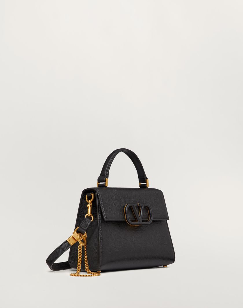 Valentino Handbags Borsa A Mano Piccola Vsling In Vitello Granato per Donna in Blu Porcellana/grigio | Valentino IT Moda