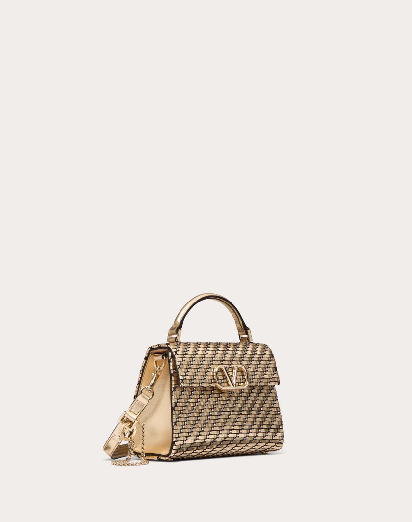 Valentino Handbags Borsa A Mano Mini Valentino Garavani Vsling Intrecciata per Donna in Oro/crystal | Valentino IT Nuovo