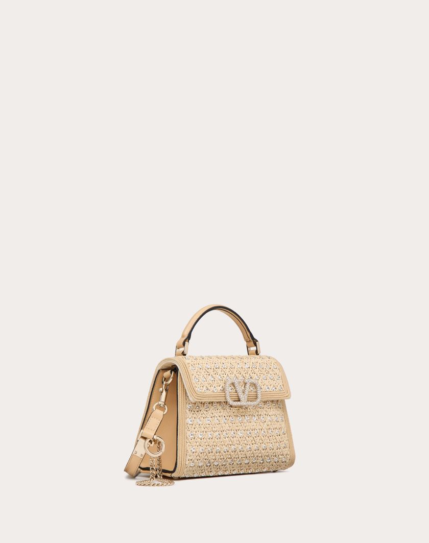 Valentino Handbags Borsa A Mano Mini Valentino Garavani Vsling Ricamata per Donna in Naturale/crystal/beige | Valentino IT Super sconto