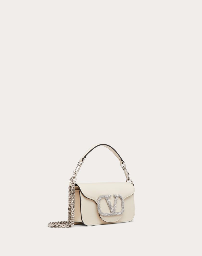 Valentino Handbags Borsa Piccola A Spalla Valentino Garavani Locò Con Logo Gioiello per Donna in Light Ivory | Valentino IT In Vendita
