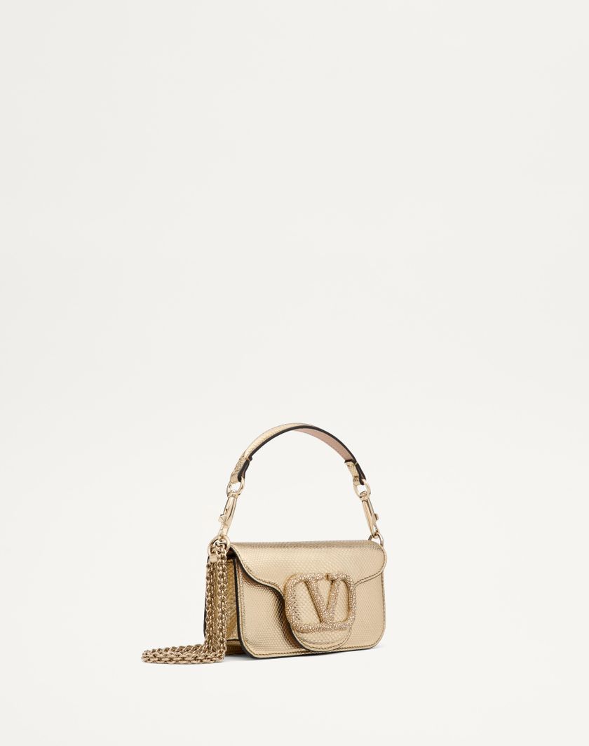 Valentino Handbags Borsa Piccola A Spalla Valentino Garavani Valentino Garavani Locò In Karung Metallizzato per Donna in Platino/beige/crystal Gold | Valentino IT Saldi