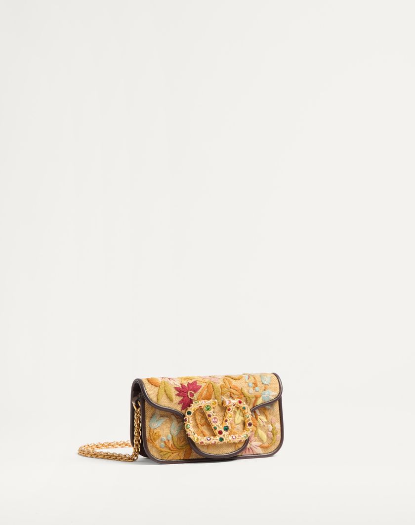 Valentino Handbags Borsa Piccola A Spalla Valentino Garavani Locò Ricamata Con Logo Gioiello per Donna in Multicolor/testa Di Moro/tabacco | Valentino IT Saldi Di Fabbrica