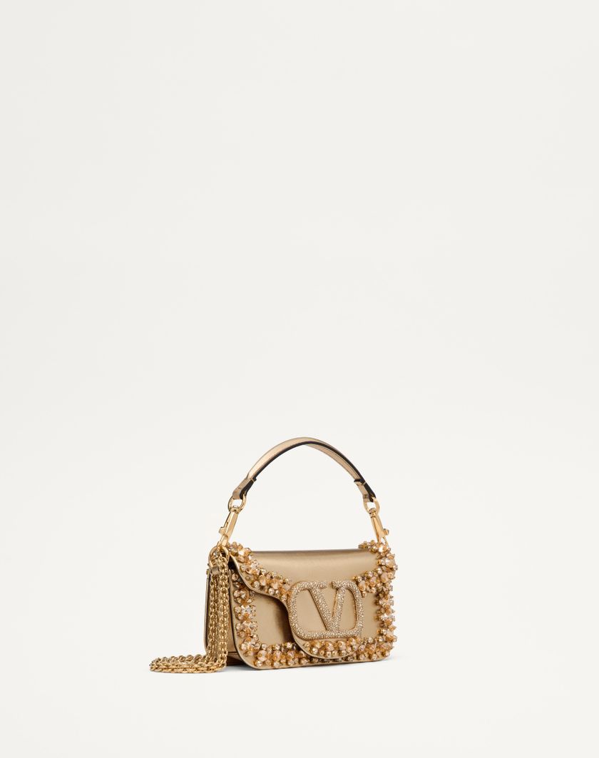Valentino Handbags Borsa Piccola A Spalla Valentino Garavani Locò Ricamata per Donna in Crystal/oro | Valentino IT Nuova