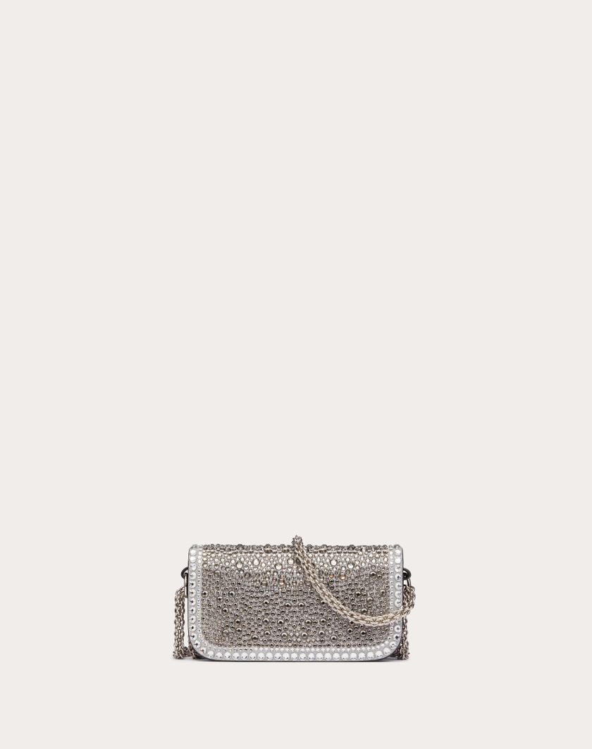 Valentino Handbags Borsa Piccola A Spalla Valentino Garavani Locò Con Strass per Donna in Crystal/nero/antracite | Valentino IT Italy