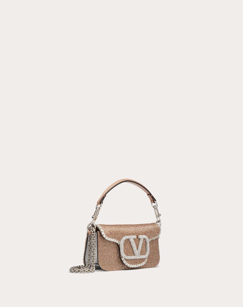 Valentino Handbags Borsa Piccola A Spalla Valentino Garavani Locò Ricamata per Donna in Crystal | Valentino IT Italia