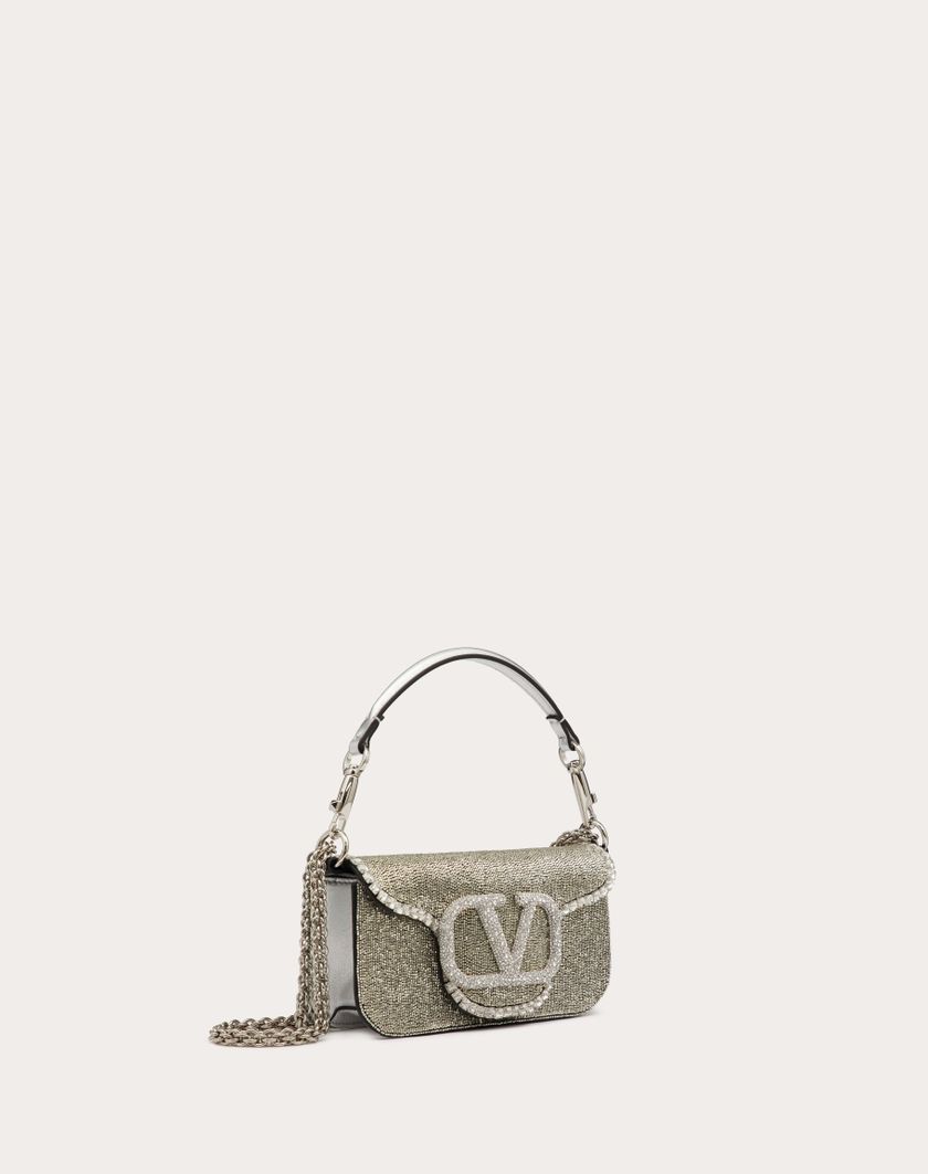 Valentino Handbags Borsa Piccola A Spalla Valentino Garavani Locò Ricamata per Donna in Silver/crystal | Valentino IT 2025