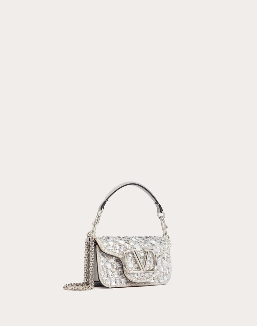 Valentino Handbags Borsa Piccola A Spalla Locò Con Cristalli per Donna in Argento | Valentino IT In Linea