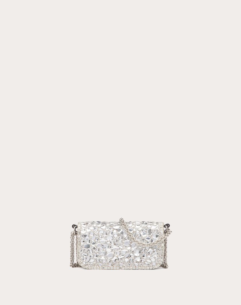 Valentino Handbags Borsa Piccola A Spalla Locò Con Cristalli per Donna in Argento | Valentino IT In Linea