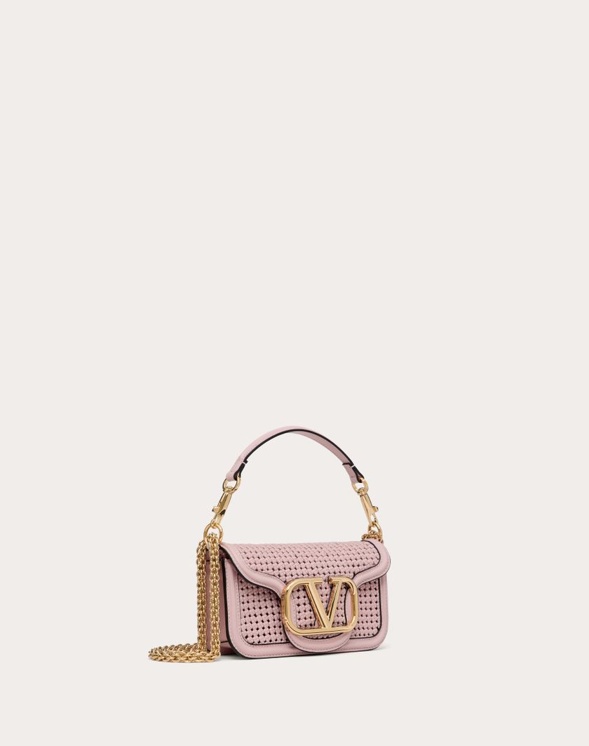 Valentino Handbags Borsa Piccola A Spalla Valentino Garavani Locò In Pelle Intrecciata per Donna in Rose Quartz | Valentino IT Nuovo
