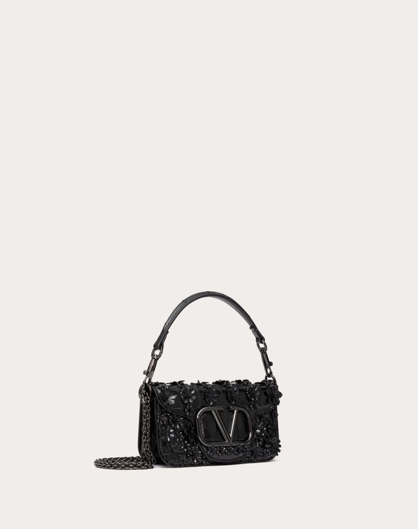 Valentino Handbags Borsa Piccola A Spalla Valentino Garavani Locò Ricamata In Anguilla per Donna in Nero | Valentino IT Vendita