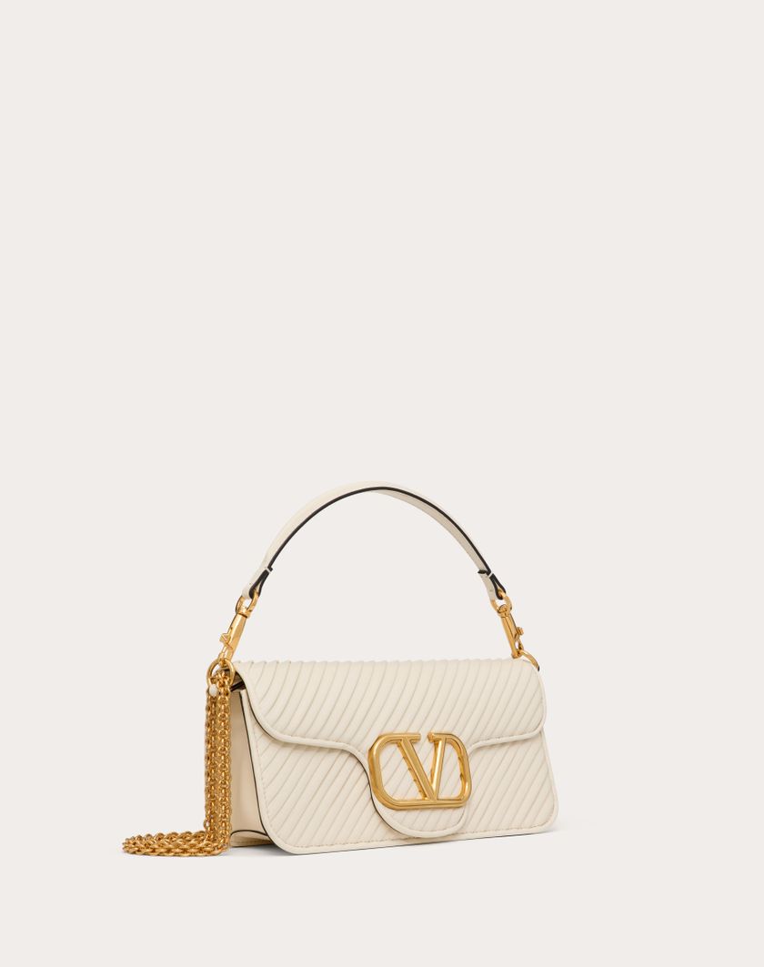 Valentino Handbags Borsa A Spalla Valentino Garavani Locò In Nappa Plissettata per Donna in Avorio | Valentino IT Consegna Veloce