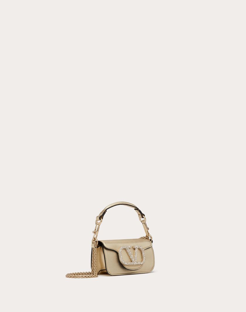 Valentino Handbags Borsa Micro Con Catena Valentino Garavani Locò Con Logo Gioiello per Donna in Platino/crystal | Valentino IT Prezzo Ridotto