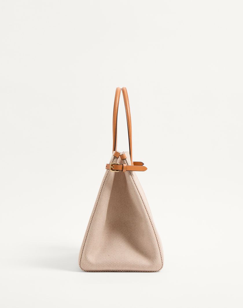 Valentino Handbags Borsa Shopping Media Valentino Garavani Antibes In Canvas per Donna in Naturale/tabacco | Valentino IT Flash Sale