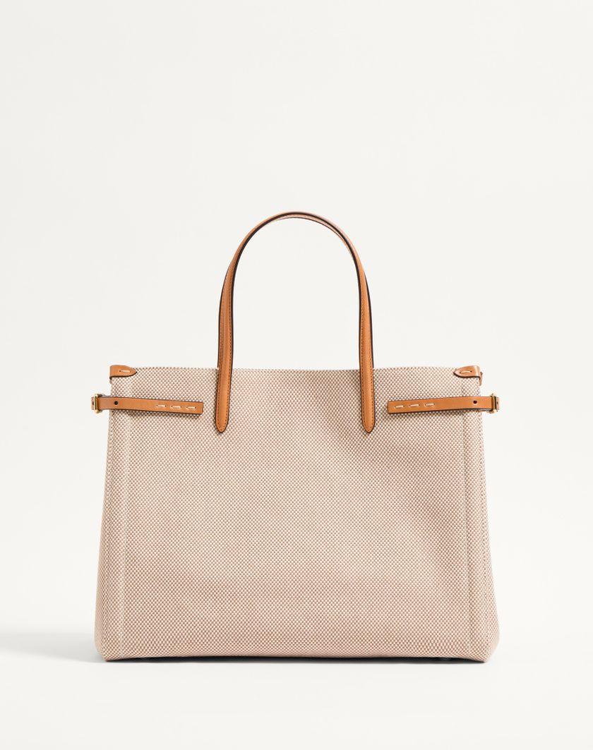 Valentino Handbags Borsa Shopping Media Valentino Garavani Antibes In Canvas per Donna in Naturale/tabacco | Valentino IT Flash Sale