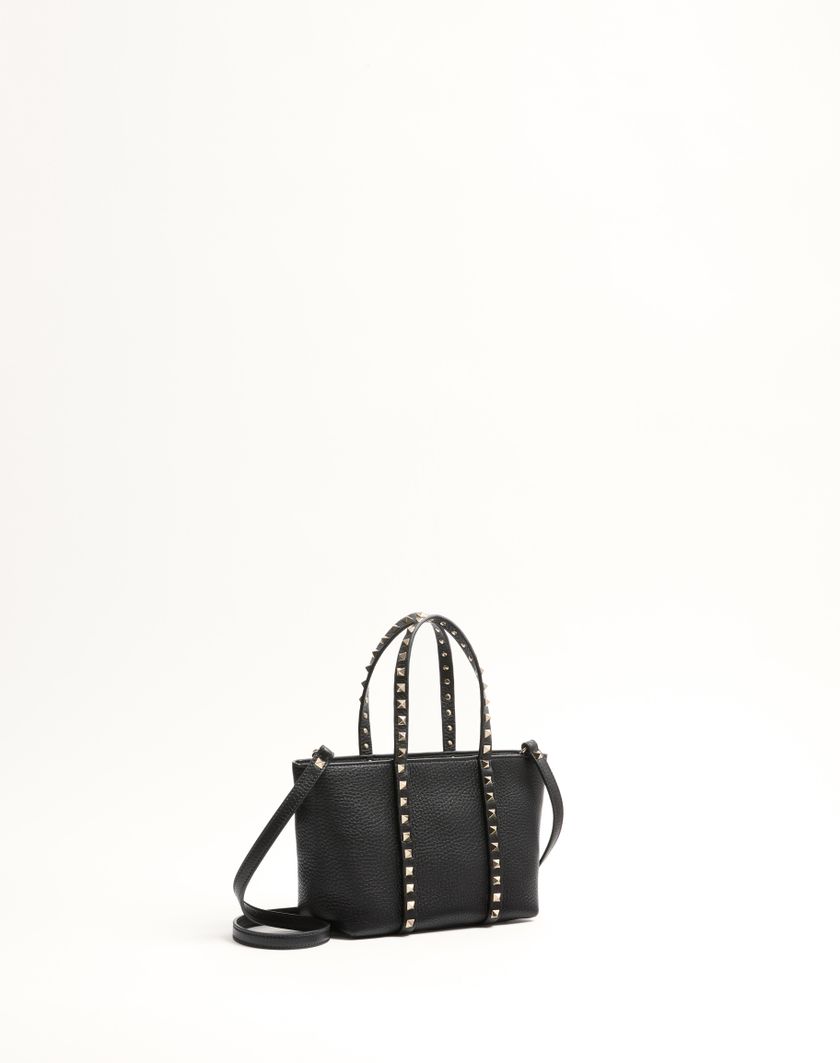 Valentino Handbags Borsa Shopping Piccola Valentino Garavani Rockstud In Vitello Granato per Donna in Nero | Valentino IT Saldi
