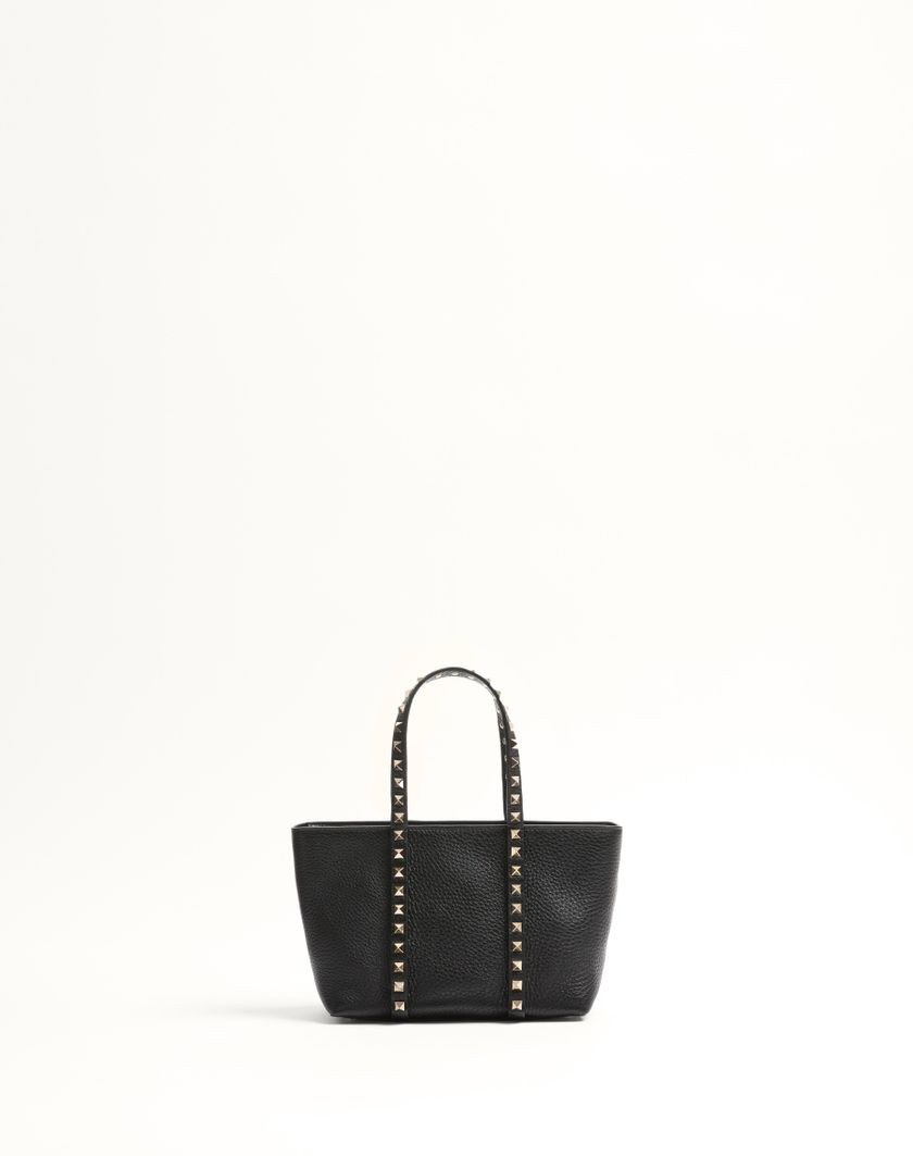 Valentino Handbags Borsa Shopping Piccola Valentino Garavani Rockstud In Vitello Granato per Donna in Nero | Valentino IT Saldi