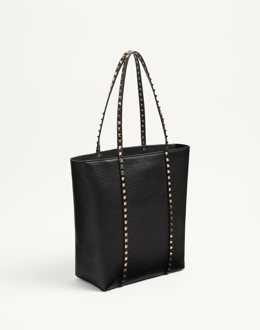 Valentino Handbags Borsa Shopping Valentino Garavani Rockstud In Vitello Granato per Donna in Nero | Valentino IT Offerte