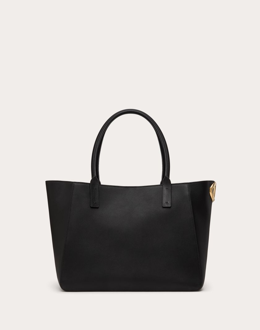 Valentino Handbags Borsa Shopping Vlogo Side In Vitello Nappato per Donna in Nero | Valentino IT Italia