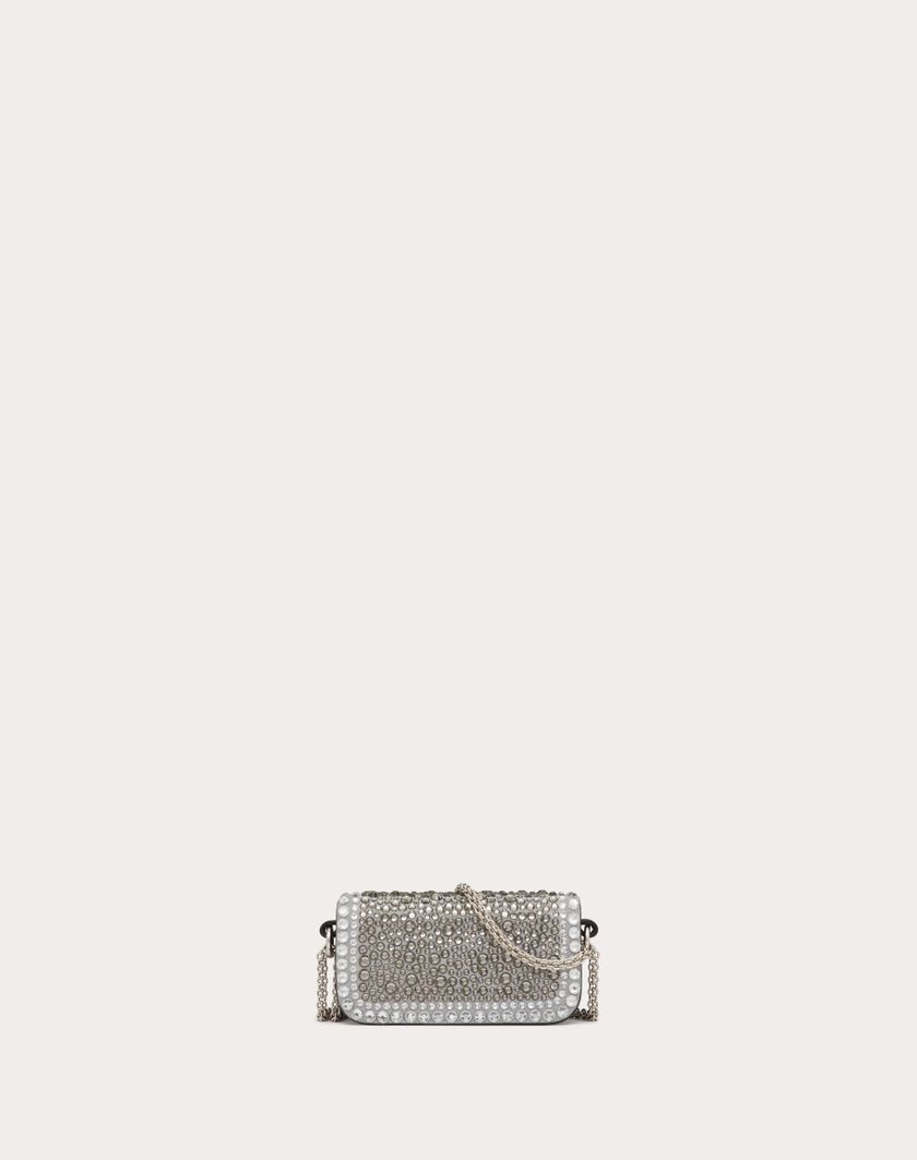 Valentino Handbags Borsa Micro Con Catena Valentino Garavani Locò Con Strass per Donna in Crystal/nero/antracite | Valentino IT In Linea