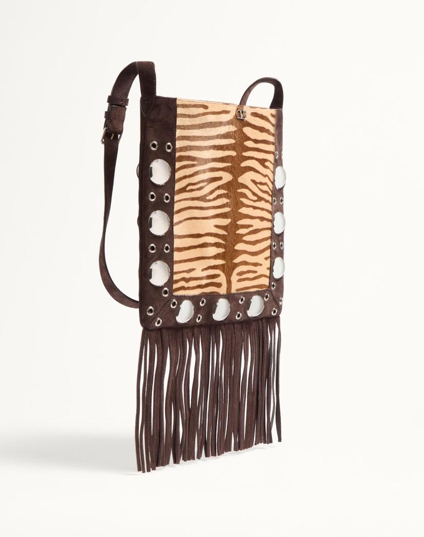 Valentino Handbags Borsa A Spalla Valentino Garavani Nellcôte In Vitello Effetto Pony Animalier Con Frange per Donna in Beige/marrone | Valentino IT Affare Del Giorno