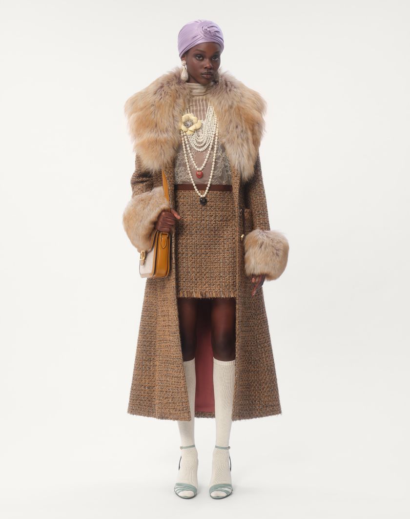 Valentino Handbags Cappotto In Fantasy Tweed per Donna in Marrone/multicolor | Valentino IT Sottocosto