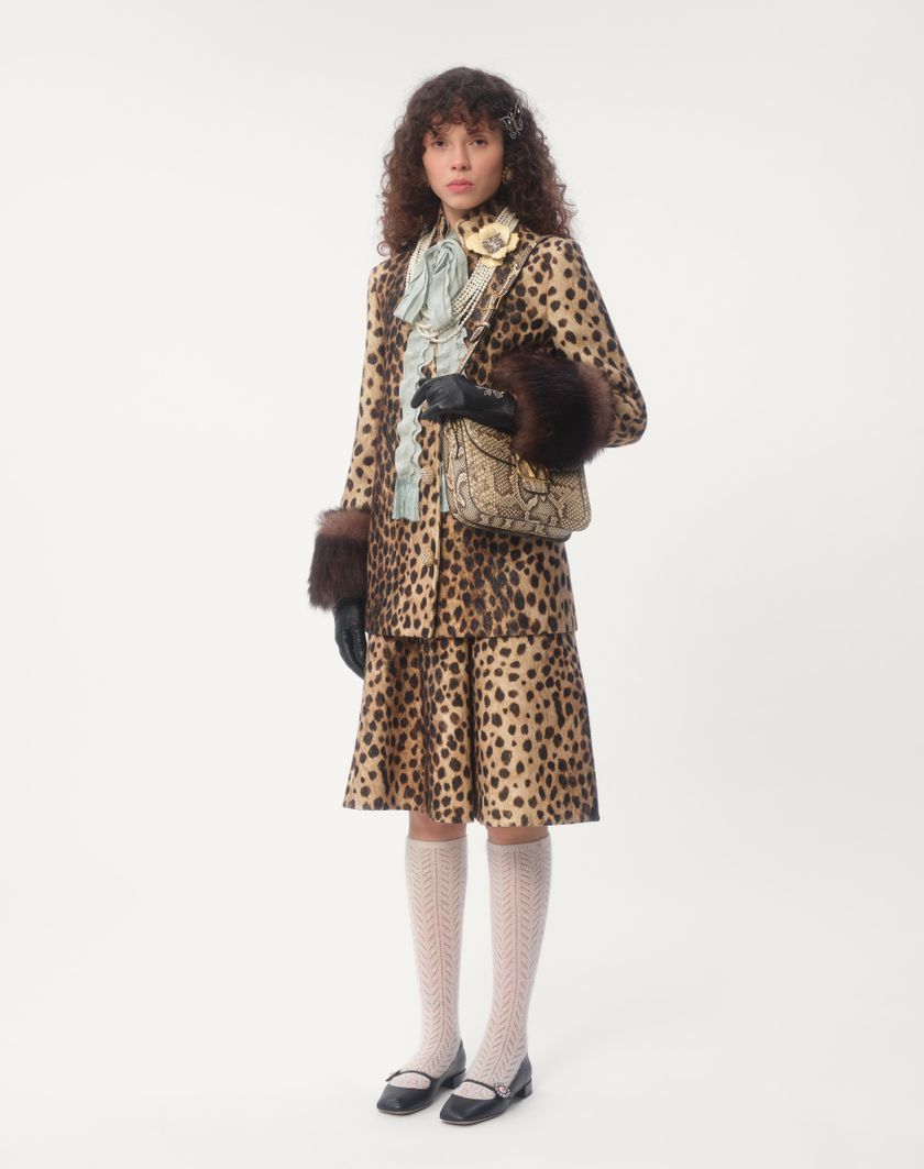 Valentino Handbags Gonna In Panno Stampato Giaguaro Spots per Donna in Animalier | Valentino IT Presa