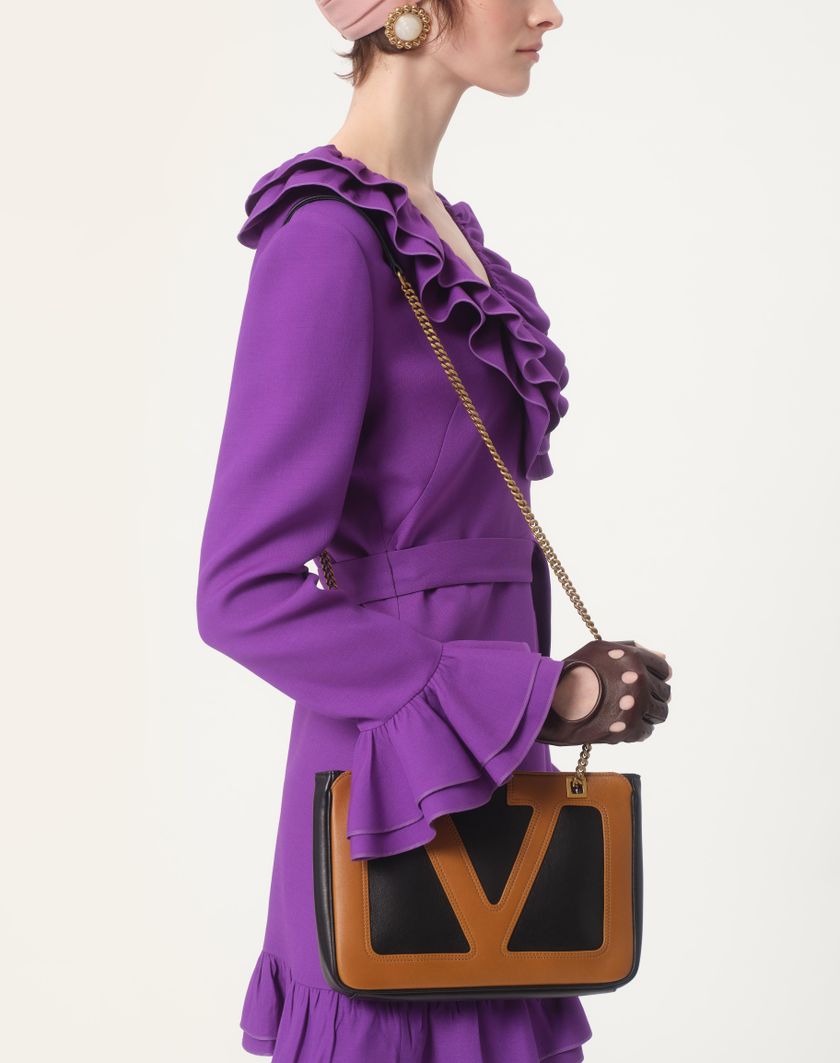 Valentino Handbags Abito Corto In Crepe Couture per Donna in Violet | Valentino IT Outlet