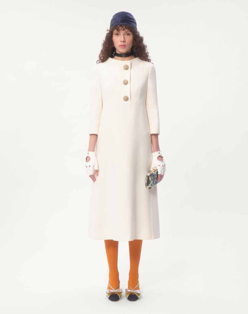 Valentino Handbags Abito Midi In Crepe Couture per Donna in Avorio | Valentino IT Saldi Di Fabbrica