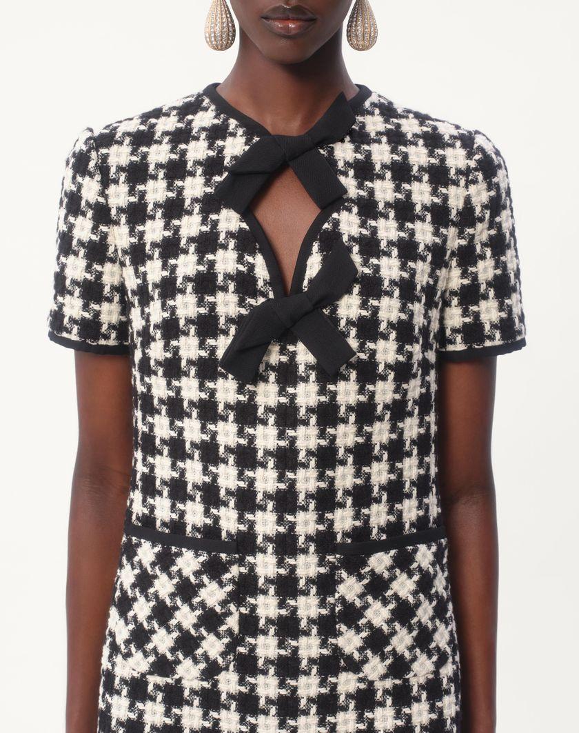 Valentino Handbags Abito Corto In Damier Light Tweed per Donna in Avorio/nero | Valentino IT In Saldo