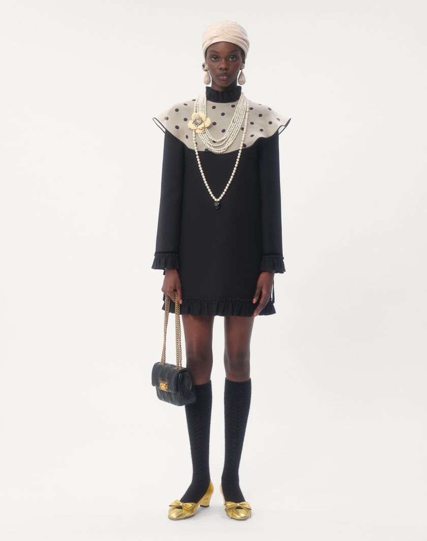 Valentino Handbags Abito Corto In Crepe Couture per Donna in Nero/avorio | Valentino IT 2025