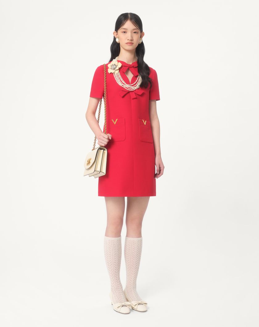 Valentino Handbags Abito Corto In Crepe Couture per Donna in Rosso | Valentino IT 2025