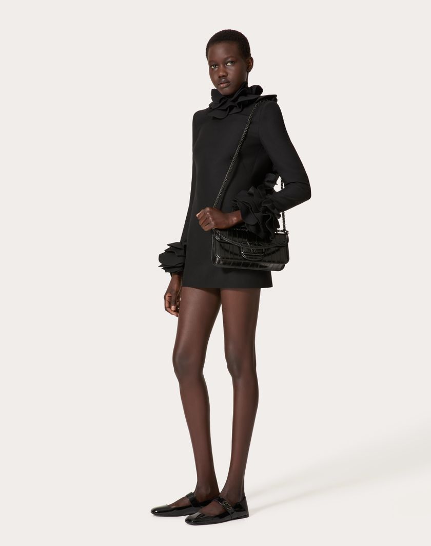 Valentino Handbags Abito Corto In Crepe Couture Ricamato per Donna in Nero | Valentino IT Vendita