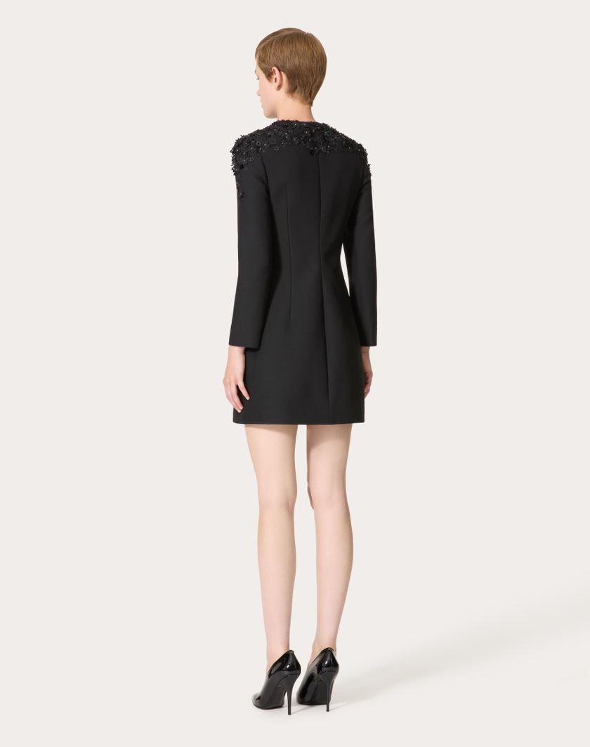Valentino Handbags Abito Corto In Crepe Couture Ricamato per Donna in Nero | Valentino IT Qualità Garantita