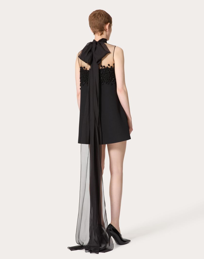 Valentino Handbags Abito Corto In Structured Couture Ricamato per Donna in Nero | Valentino IT Shopping Online