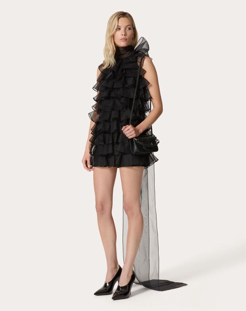 Valentino Handbags Abito Corto In Organza per Donna in Nero | Valentino IT Affare Del Giorno