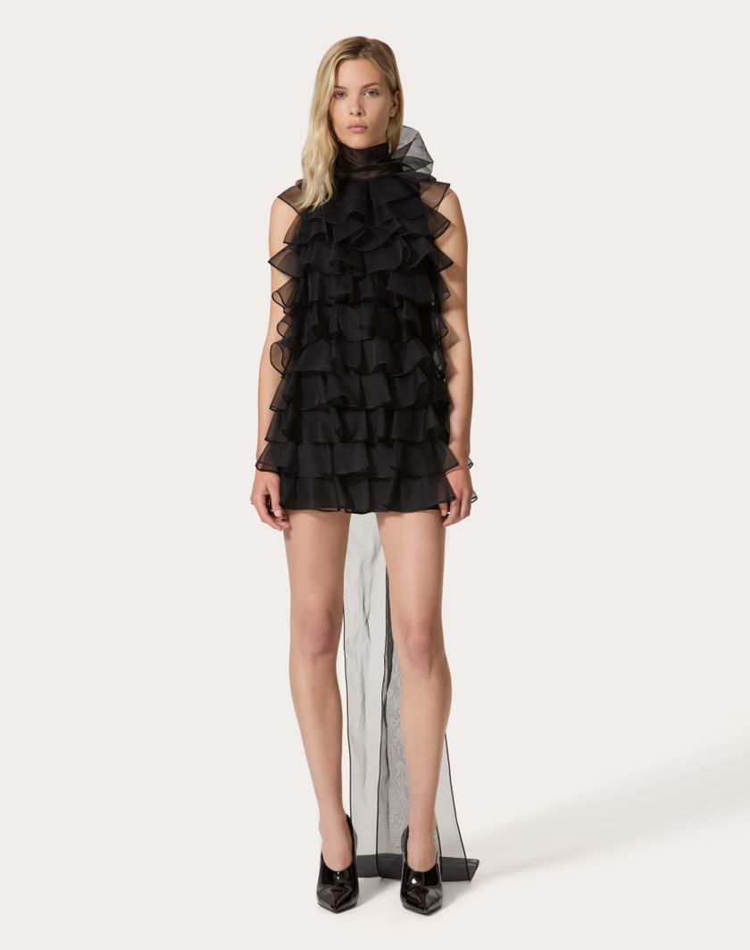 Valentino Handbags Abito Corto In Organza per Donna in Nero | Valentino IT Affare Del Giorno